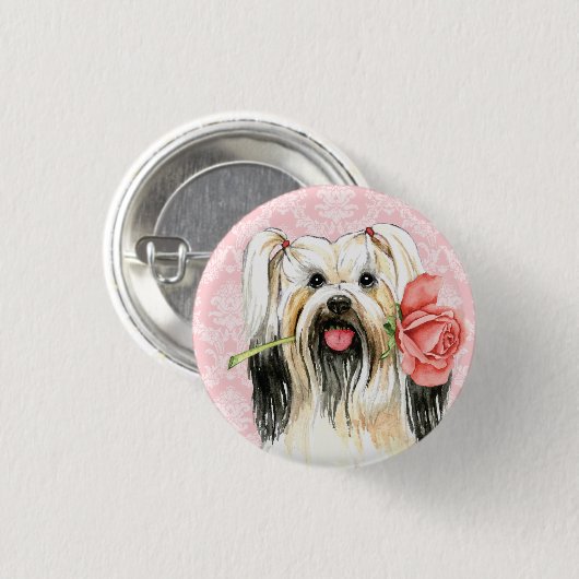 Valentine Rose Lhasa Apso Button (Vorne & Hinten)