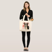 Valentine Rose Long Coat Chihuahua Jumbo Stoffbeutel (Vorderseite (Model))