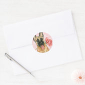 Valentine Rose Malinois Runder Aufkleber (Umschlag)