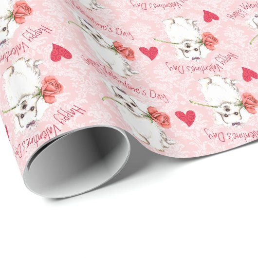 Valentine Rose Maltesisch Geschenkpapier (Rolleneckpunkt)