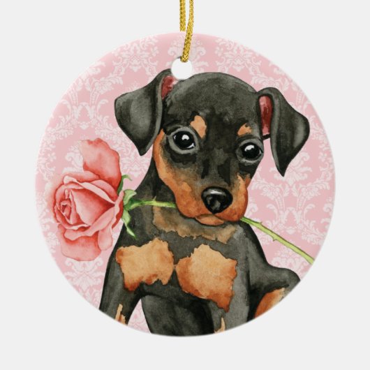 Valentine Rose Min Button Keramik Ornament (Vorne)