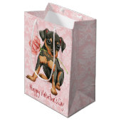 Valentine Rose Min Button Mittlere Geschenktüte (Vorderseite Schrägansicht)