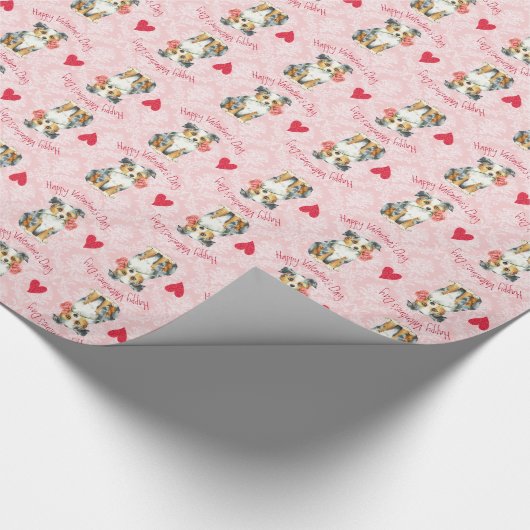 Valentine Rose Mini American Shepherd Geschenkpapier (Ecke)
