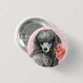 Valentine Rose Miniatur Poodle Button (Vorne & Hinten)