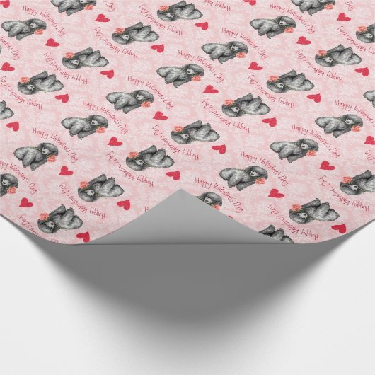 Valentine Rose Miniatur Poodle Geschenkpapier (Ecke)