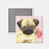 Valentine Rose Mops Magnet (Vorderseite/Rückseite)