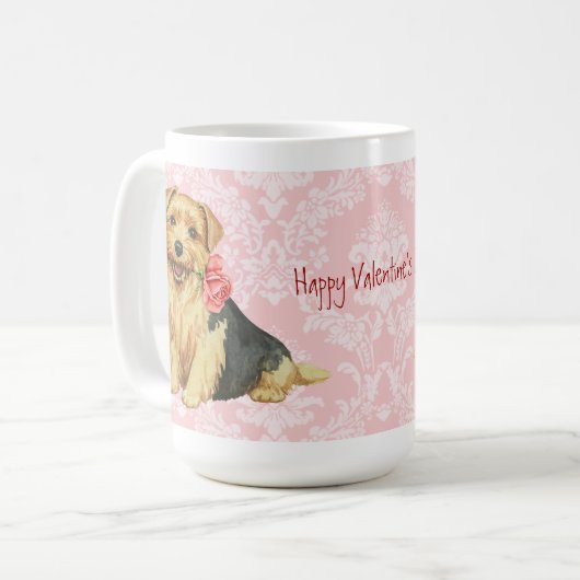 Valentine Rose Norfolk Terrier Kaffeetasse (Vorderseite Links)