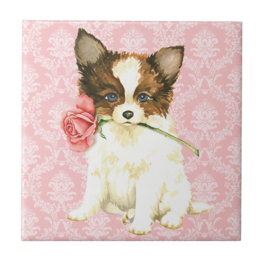 Valentine Rose Papillon Fliese (Vorderseite)