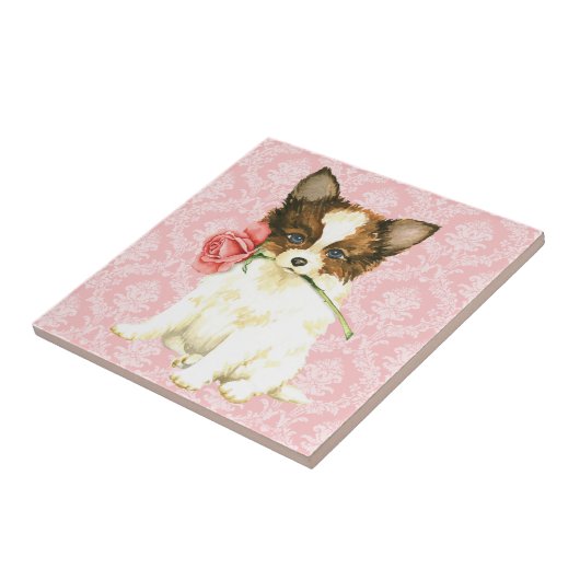 Valentine Rose Papillon Fliese (Seite)