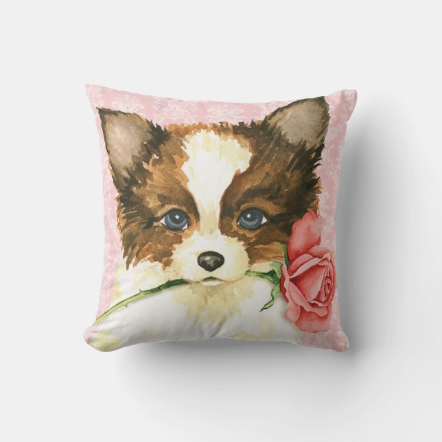 Valentine Rose Papillon Kissen (Vorderseite)