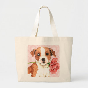 Valentine Rose Parson Russell Terrier Jumbo Stoffbeutel