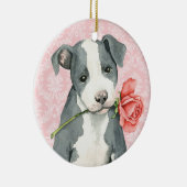 Valentine Rose Pit Bull Keramik Ornament (Rechts)