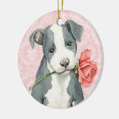 Valentine Rose Pit Bull Keramik Ornament (Links)