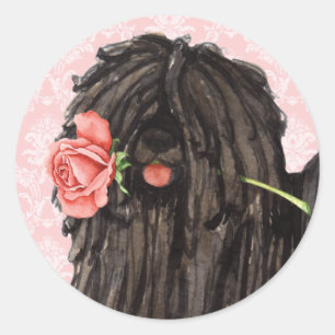 Valentine Rose Puli Runder Aufkleber