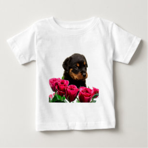 Valentine Rose Rottweiler Puppy Baby T-shirt