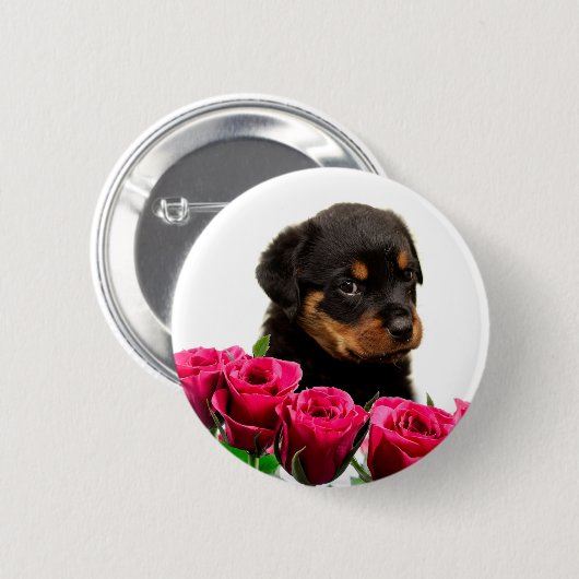 Valentine Rose Rottweiler Puppy Button (Vorne & Hinten)