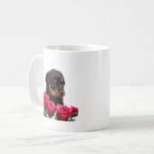 Valentine Rose Rottweiler Puppy Kaffeetasse (Vorderseite Links)