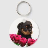 Valentine Rose Rottweiler Puppy Schlüsselanhänger (Vorderseite)