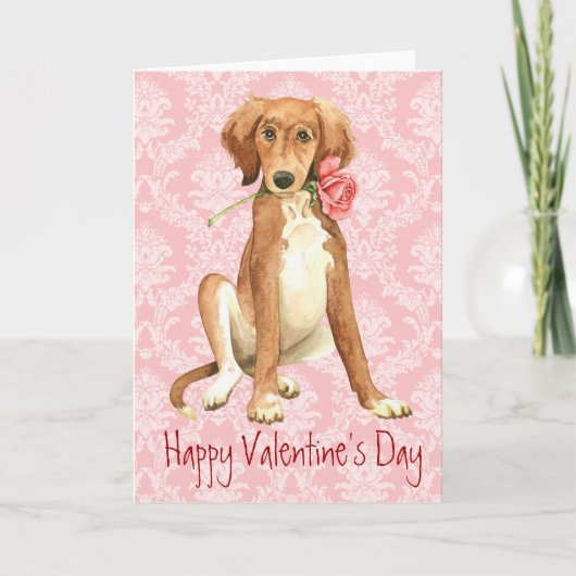 Valentine Rose Saluki Feiertagskarte (Vorderseite)