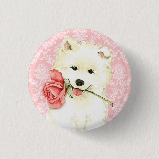 Valentine Rose Samoyed Button (Vorderseite)