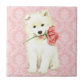 Valentine Rose Samoyed Fliese (Vorderseite)