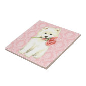 Valentine Rose Samoyed Fliese (Seite)