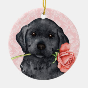 Valentine Rose Schwarzes Labor Keramikornament