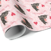 Valentine Rose Scottish Terrier Geschenkpapier (Rolleneckpunkt)