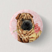 Valentine-Rose Shar-Pei Button (Vorderseite)