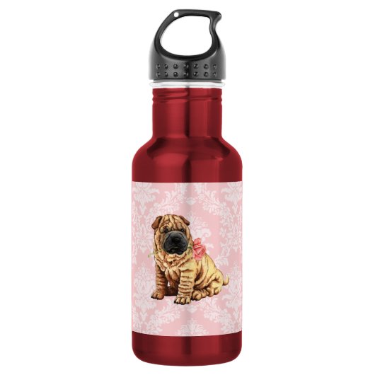 Valentine Rose Shar-Pei Trinkflasche (Vorderseite)