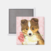 Valentine Rose Sheltie Magnet (Vorderseite/Rückseite)