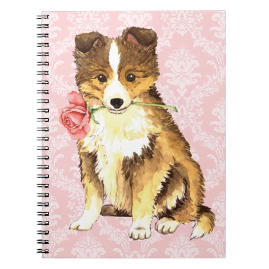 Valentine Rose Sheltie Notizblock (Vorderseite)