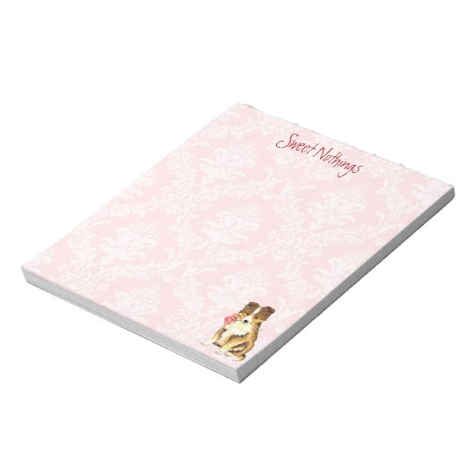 Valentine Rose Sheltie Notizblock (Rotiert)