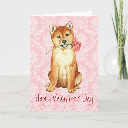 Valentine Rose Shiba Inu Feiertagskarte (Vorderseite)