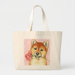 Valentine-Rose Shiba Inu Jumbo Stoffbeutel