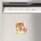 Valentine Rose Shiba Inu Magnet (In Situ (Geschirrspüler))