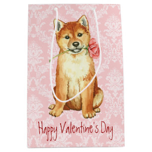 Valentine Rose Shiba Inu Mittlere Geschenktüte