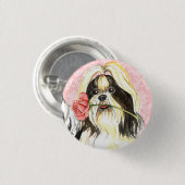 Valentine Rose Shih Tzu Button (Vorne & Hinten)