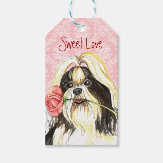Valentine Rose Shih Tzu Geschenkanhänger (Vorderseite)