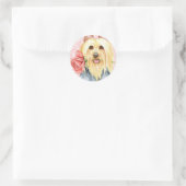 Valentine Rose Silky Terrier Klassischer Rundstick Runder Aufkleber (Tasche)