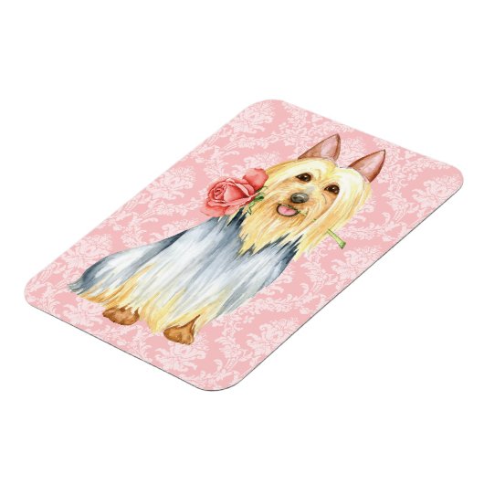 Valentine Rose Silky Terrier Magnet (Linke Seite)