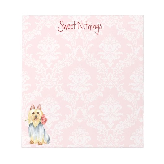 Valentine Rose Silky Terrier Notepad Notizblock (Vorderseite)