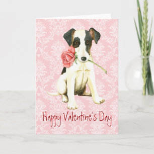 Valentine Rose Smooth Fox Terrier Feiertagskarte