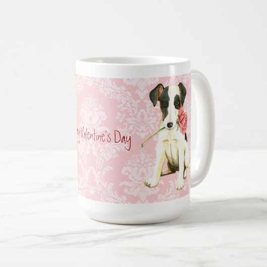 Valentine Rose Smooth Fox Terrier Kaffeetasse (VorderseiteRechts)