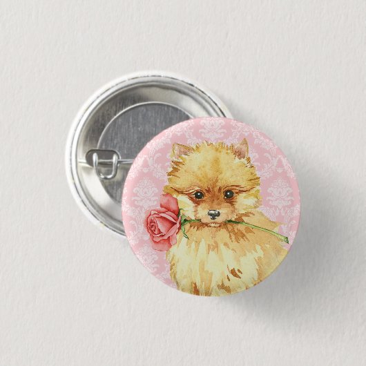 Valentine Rose Spitz Button (Vorne & Hinten)