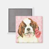 Valentine Rose St. Bernard Magnet (Vorderseite/Rückseite)