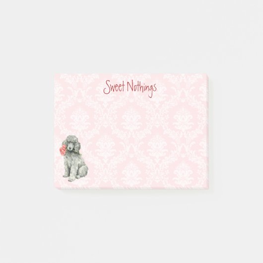 Valentine Rose Standard Poodle Post-it Klebezettel (Vorderseite)