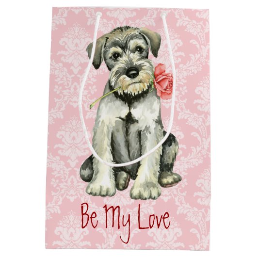 Valentine Rose Standard Schnauzer Mittlere Geschenktüte (Rückseite)
