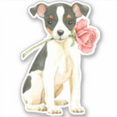 Valentine Rose Toy Fox Terrier Vinyl Aufkleber (Vorderseite)