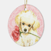 Valentine Rose Toy Poodle Keramikornament (Links)